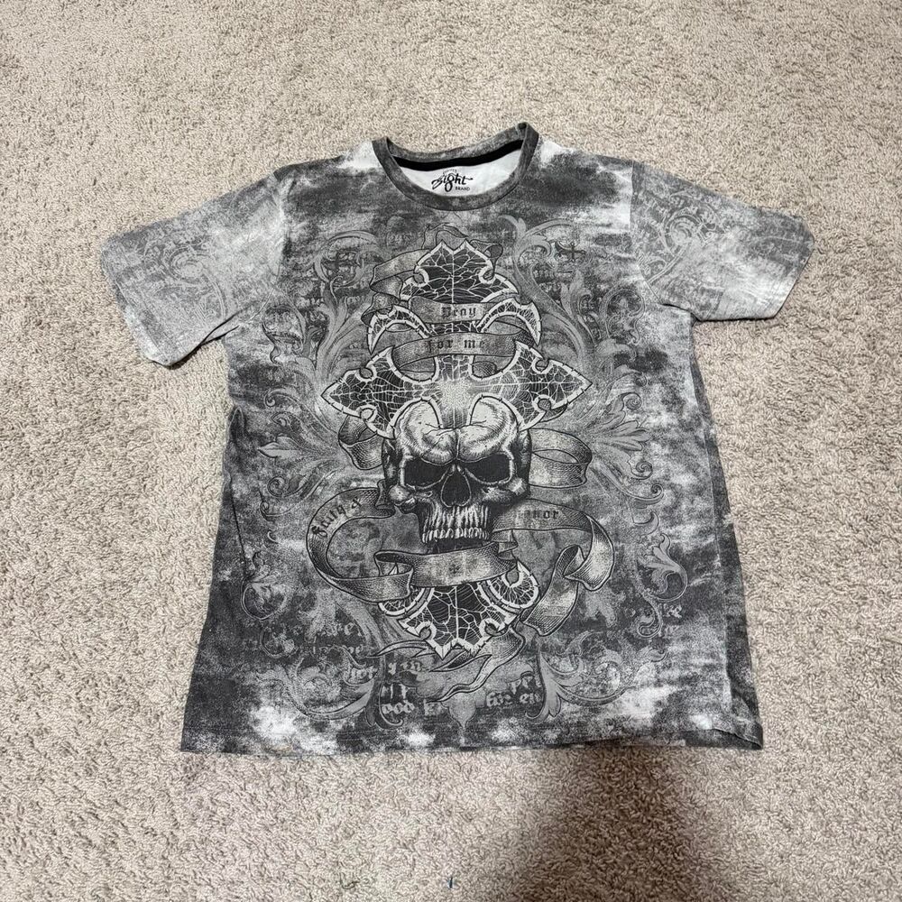 Unbranded Men's Grey and Black T-shirt